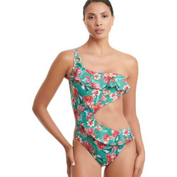 ERKA MARE Ολόσωμο Μαγιό Μονοκίνι με Έναν Ώμο Floral Πράσινο Κόκκινο 2440918