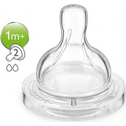 Philips Avent Classic SCF632/21 Θηλή Σιλικόνης για Μπιμπερό 1m+ Αργής Ροής 2τμχ