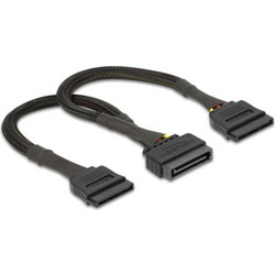DeLOCK 60135 Καλώδιο Τροφοδοσίας 15-Pin SATA Male to 2 x 15-Pin SATA Female 0.25m Black