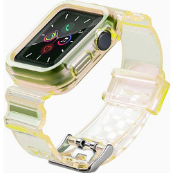 Hurtel Θήκη Σιλικόνης με Λουράκι για Apple Watch 4 / 5 / 6 / SE 38mm Κίτρινη Διαφανής