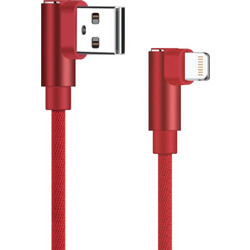 Powertech Angle 90° Braided USB-A to Lightning Cable 1m Red 5231002803101