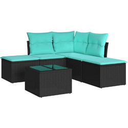 vidaXL Σετ Σαλόνι Κήπου Rattan 6τμχ Μαύρο 3217726