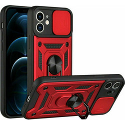Bodycell Armor Slide Ring Holder Back Cover Red (iPhone 12)