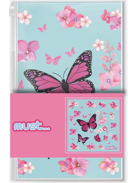 Must Butterfly Παιδική Πετσέτα Προσώπου / Χεριών 30x30cm Γαλάζια Ροζ