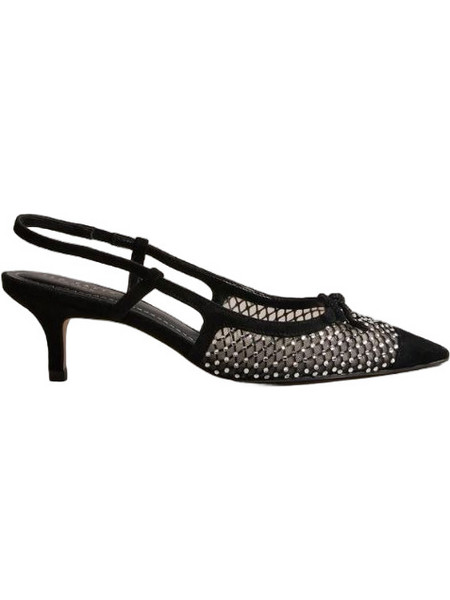 Ted Baker Γόβες Slingback Δερμάτινες με Λεπτό Χαμηλό Τακούνι & Στρας Μαύρες 270735