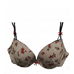 Minerva Σουτιέν Balconette Push Up με Μπανέλα Μπεζ Κόκκινο 811B