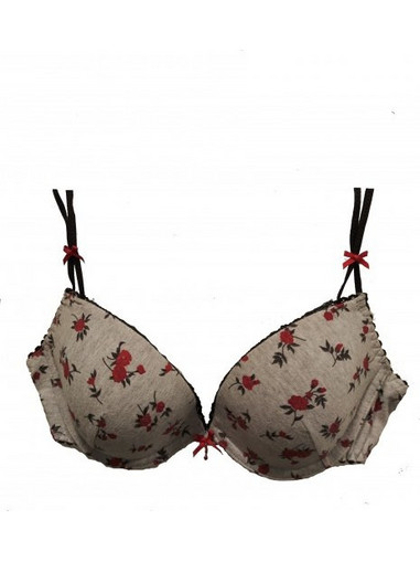 Minerva Σουτιέν Balconette Push Up με Μπανέλα Μπεζ Κόκκινο 811B