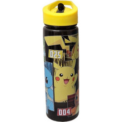 Graffiti Pokemon Παιδικό Παγούρι Πλαστικό BPA Free Μαύρο Κίτρινο 600ml