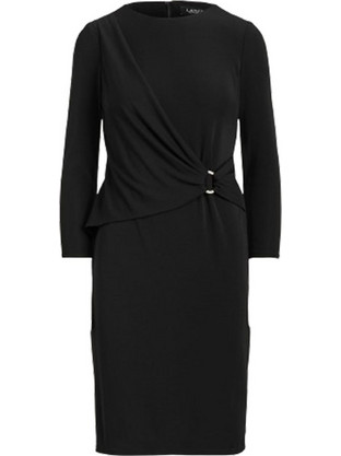 Lauren Ralph Lauren Mini Βραδινό Φόρεμα Ντραπέ Μαύρο 250898916001