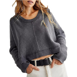 Free People Γυναικεία Πλεκτή Μπλούζα Ανθρακί OB1547875-0010