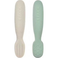 Beaba Σετ Βρεφικά Κουτάλια Σιλικόνης 4m+ Sage Green Velvet Grey 2τμχ
