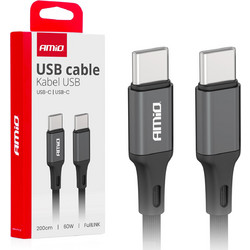 AMiO USB-C to USB-C 60W 2m Black 03903