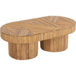 FreeBox Οβάλ Τραπεζάκι Σαλονιού Κήπου Rattan Μπεζ 110x59x39cm FB99870