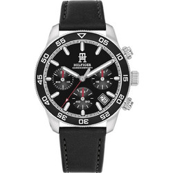 Tommy Hilfiger TH85 Ανδρικό Ρολόι Χρονογράφος με Μαύρο Δερμάτινο Λουράκι 1792162