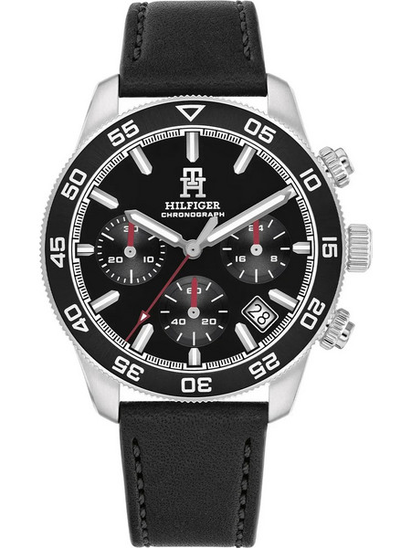 Tommy Hilfiger TH85 Ανδρικό Ρολόι Χρονογράφος με Μαύρο Δερμάτινο Λουράκι 1792162