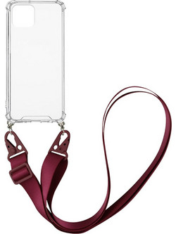 Sonique Strap Back Cover Transparent / Burgundy (iPhone 12 Pro Max)