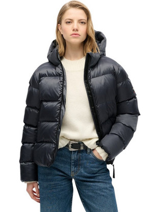 Superdry Γυναικείο Μπουφάν Puffer Μακρύ Μαύρο W5011730A-B7U