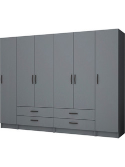 Megapap Εξάφυλλη Ντουλάπα Ρούχων Γκρι 240x51.8x181cm GP100-0076,4