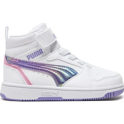 Puma Rebound V6 Mid Παιδικά Sneakers Μποτάκια Λευκά Ροζ Μωβ 398726-01