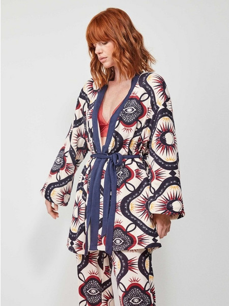 Gisela Γυναικεία Ρόμπα Χειμωνιάτικη Fleece Πολύχρωμη 2-20195