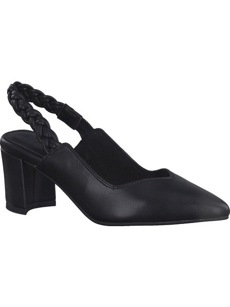 Marco Tozzi Γόβες Slingback Δερμάτινες με Χοντρό Ψηλό Τακούνι Μαύρες 2-2-29644-20-001