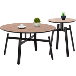 HomeMarkt Norton Τραπεζάκια Σαλονιού Στρογγυλά MDF με Μεταλλική Βάση 2τμχ Φ80xΥ45.5cm HM21088