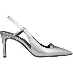 DKNY Γόβες Slingback Δερμάτινες με Λεπτό Ψηλό Τακούνι Ασημί K1599746-NIC