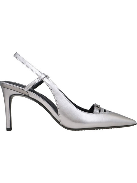 DKNY Γόβες Slingback Δερμάτινες με Λεπτό Ψηλό Τακούνι Ασημί K1599746-NIC