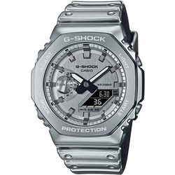 Casio G-Shock Ανδρικό Ρολόι Χρονογράφος με Ασημί Λουράκι GM-2100YM-8AER