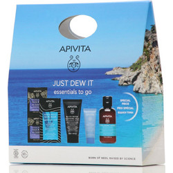 Apivita Just Dew It Essentials To Go Face Mask Sea lavender 2x8ml + Hair Mask 20ml + Shampoo 75ml + Black Detox Cleansing Gel 50ml + Aqua Beelicious Light Texture Cream 15ml