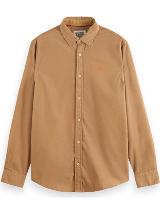 Scotch & Soda Ανδρικό Πουκάμισο Βαμβακερό Μακρυμάνικο Κανονική Γραμμή Καφέ 178397-SC3549