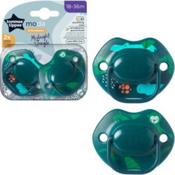 Tommee Tippee Moda Midnight Jungle Ορθοδοντικές Πιπίλες Σιλικόνης 18-36m Green 2τμχ