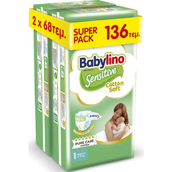 Babylino Sensitive Cotton Soft Πάνες No1 2-5kg 136τμχ