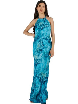 Desiree Maxi Καλοκαιρινό Φόρεμα για Γάμο / Βάπτιση Μεταξωτό Μπλε 08.42062