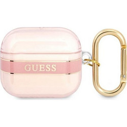 Guess Strap Collection Θήκη Σιλικόνης με Γάντζο για Apple AirPods 3 Ροζ