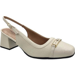 Piccadilly Ανατομικές Γόβες Slingback Δερμάτινες με Χοντρό Χαμηλό Τακούνι Εκρού 1-779-25146