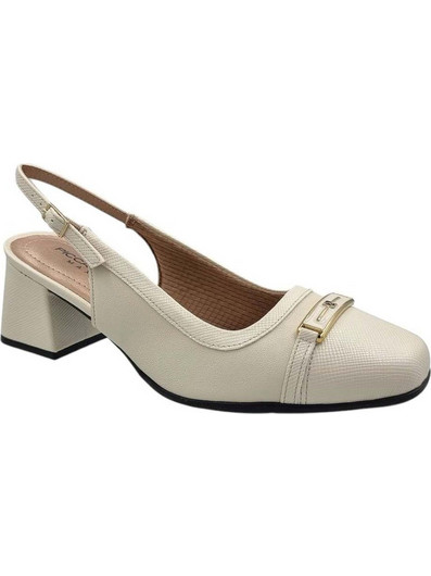 Piccadilly Ανατομικές Γόβες Slingback Δερμάτινες με Χοντρό Χαμηλό Τακούνι Εκρού 1-779-25146