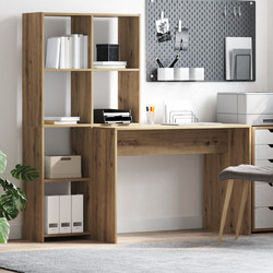 vidaXL Γραφείο Ξύλινο με Βιβλιοθήκη 138.5x55x143cm 3337256