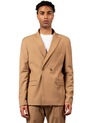 I'M BRIAN Καλοκαιρινό Ανδρικό Blazer Υφασμάτινο με Κανονική Εφαρμογή Καφέ GIA2041
