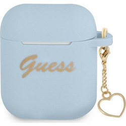 Guess Charm Heart Collection Θήκη Σιλικόνης για Apple AirPods 1 / 2 Μπλε