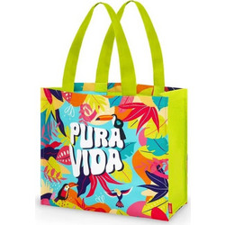 Legami Pura Vida Υφασμάτινη Τσάντα Θαλάσσης Ώμου Lime 35x47cm BBAG0006