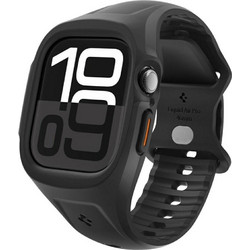 Spigen Liquid Air Pro Θήκη Σιλικόνης με Λουράκι για Apple Watch 10 46mm Μαύρη