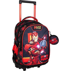 Must Avengers Iron Man Σχολική Τσάντα Τρόλεϊ Δημοτικού Μαύρη Κόκκινη 506310
