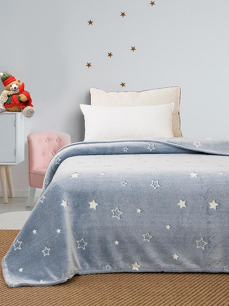 Sunshine Home Παιδική Κουβέρτα Fleece Αστεράκια Φωσφοριζέ 160x220 Μπλε