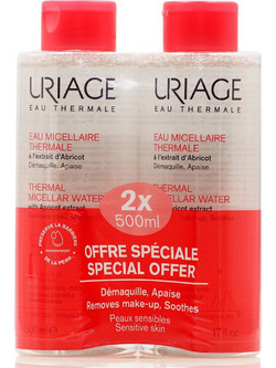 Uriage Thermale Micellar Water Ντεμακιγιάζ για Ευαίσθητη Επιδερμίδα 2x500ml