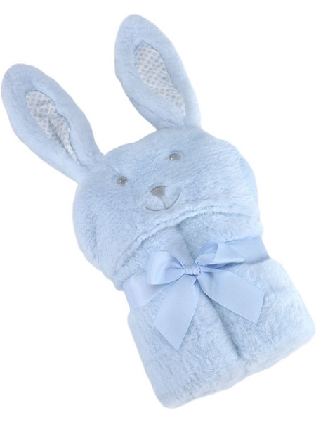 MORA PomPon Rabbit Κουβέρτα Αγκαλιάς Fleece 75x95 Γαλάζια