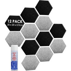 Acustico Audiodesigner PET Hexagon Ηχοαπορροφητικά Πάνελ 20x20x9cm 12τμχ Μαύρα Γκρι