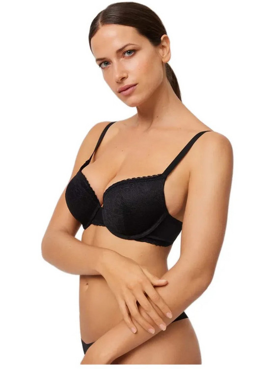 Ysabel Mora Special You Σουτιέν για Βαθύ Ντεκολτέ Push Up με Μπανέλα Μαύρο 10125