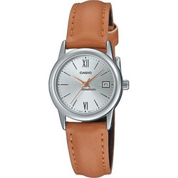 Casio Γυναικείο Ρολόι με Καφέ Δερμάτινο Λουράκι LTP-V002L-7B3U