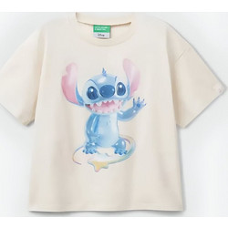 Benetton Lilo & Stitch Παιδικό T-Shirt Κοντομάνικο Μπεζ
